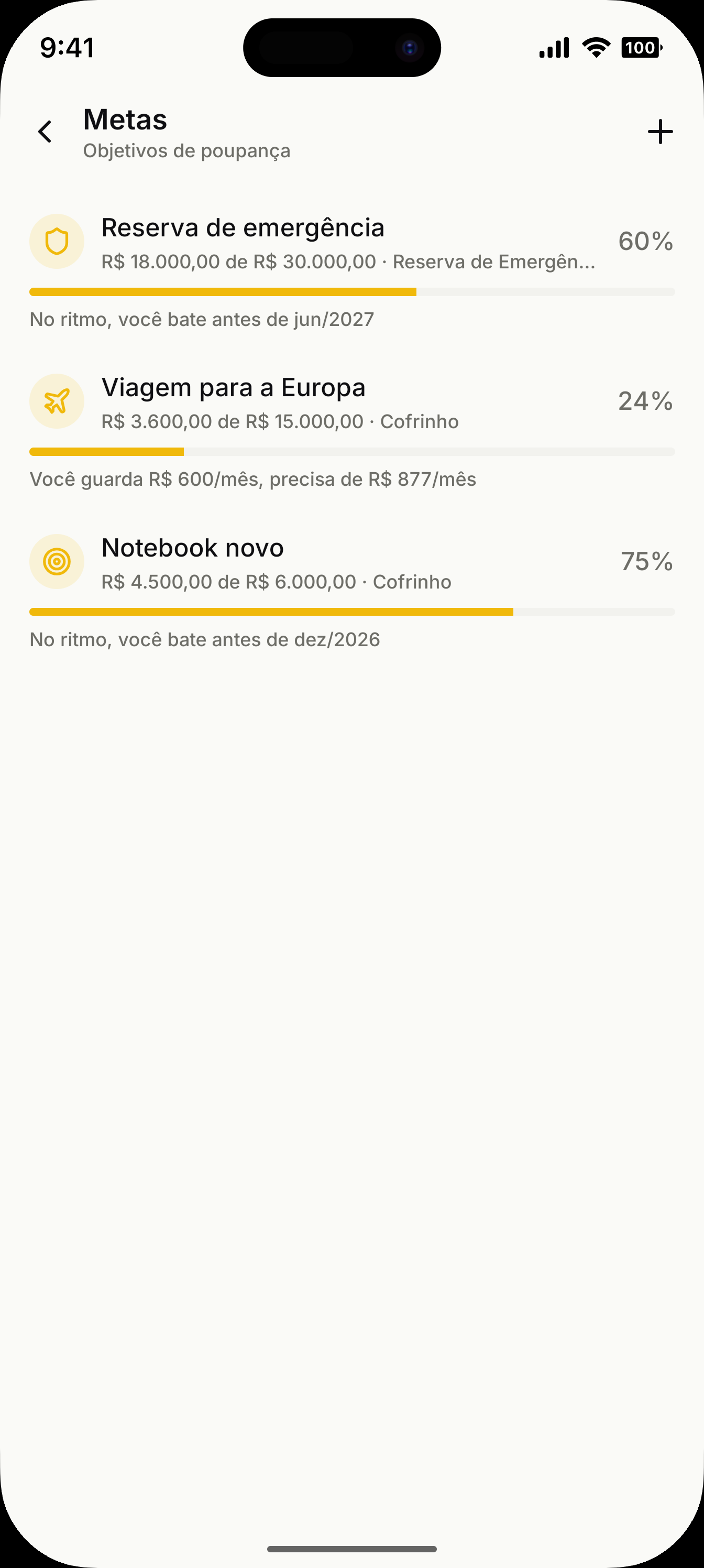 Metas que você vê crescer